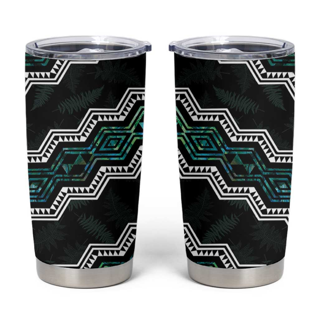 Taniko Aotearoa Mix Paua Shell Tumbler Cup Niho Taniwha Turquoise Glitter LT01 Turquoise - Polynesian Pride