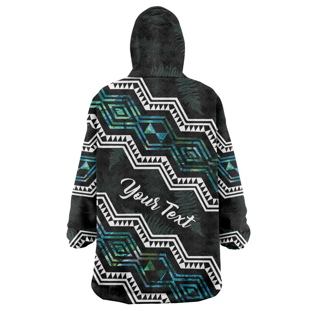 Personalised Taniko Aotearoa Mix Paua Shell Wearable Blanket Hoodie Niho Taniwha Turquoise Glitter LT01 - Polynesian Pride