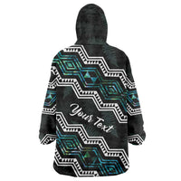 Personalised Taniko Aotearoa Mix Paua Shell Wearable Blanket Hoodie Niho Taniwha Turquoise Glitter LT01 - Polynesian Pride