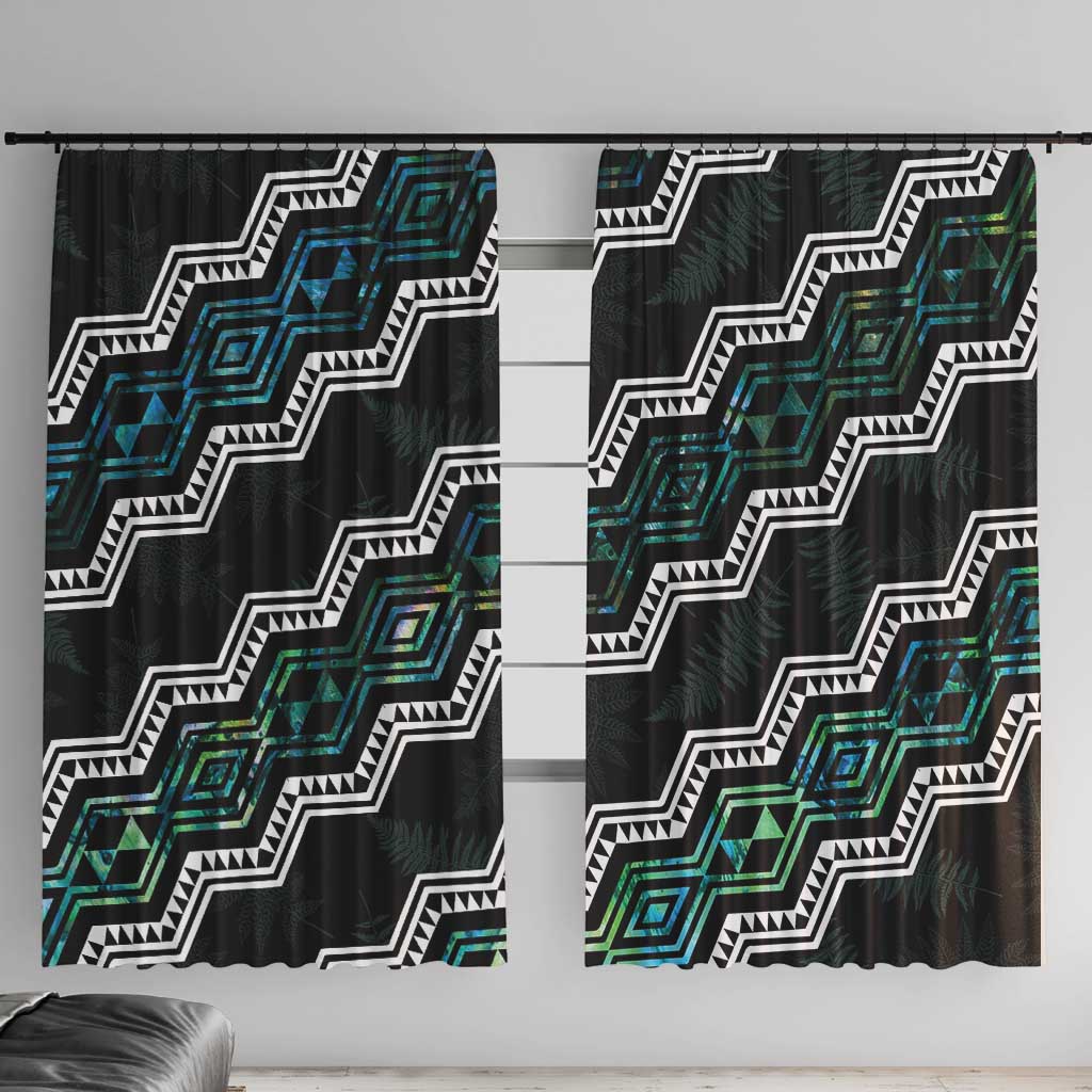 Taniko Aotearoa Mix Paua Shell Window Curtain Niho Taniwha Turquoise Glitter LT01 With Hooks Turquoise - Polynesian Pride