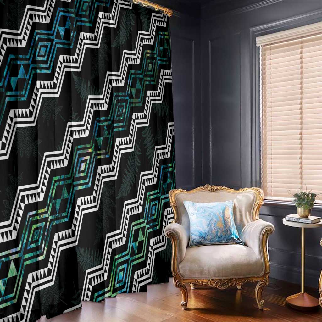 Taniko Aotearoa Mix Paua Shell Window Curtain Niho Taniwha Turquoise Glitter LT01 - Polynesian Pride