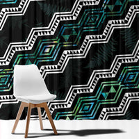 Taniko Aotearoa Mix Paua Shell Window Curtain Niho Taniwha Turquoise Glitter LT01 - Polynesian Pride