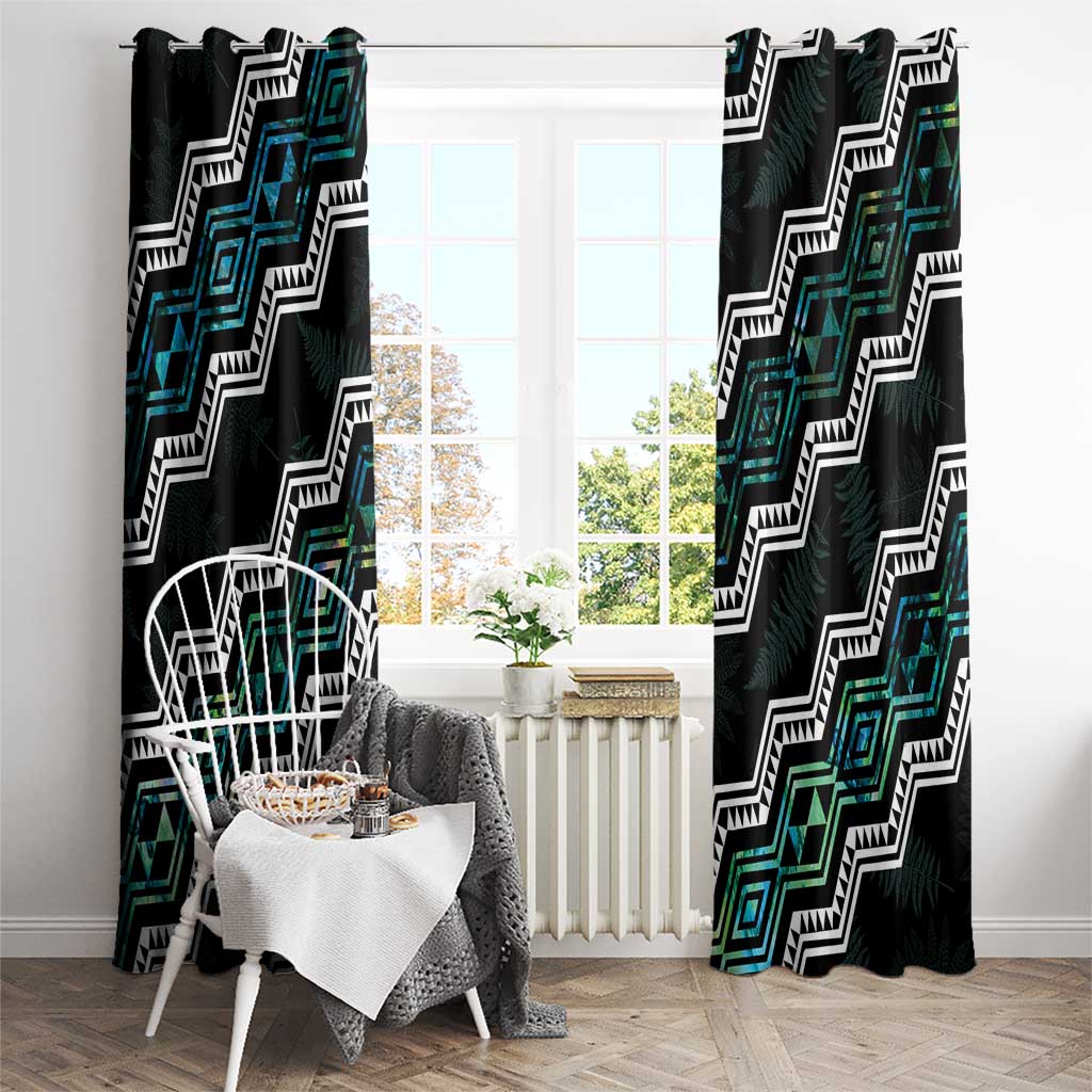 Taniko Aotearoa Mix Paua Shell Window Curtain Niho Taniwha Turquoise Glitter LT01 - Polynesian Pride