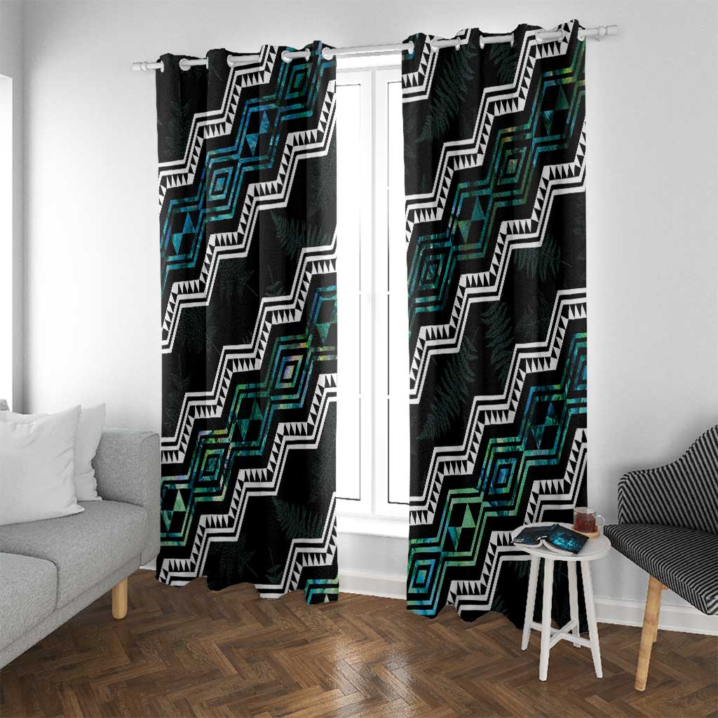 Taniko Aotearoa Mix Paua Shell Window Curtain Niho Taniwha Turquoise Glitter LT01 With Grommets Turquoise - Polynesian Pride