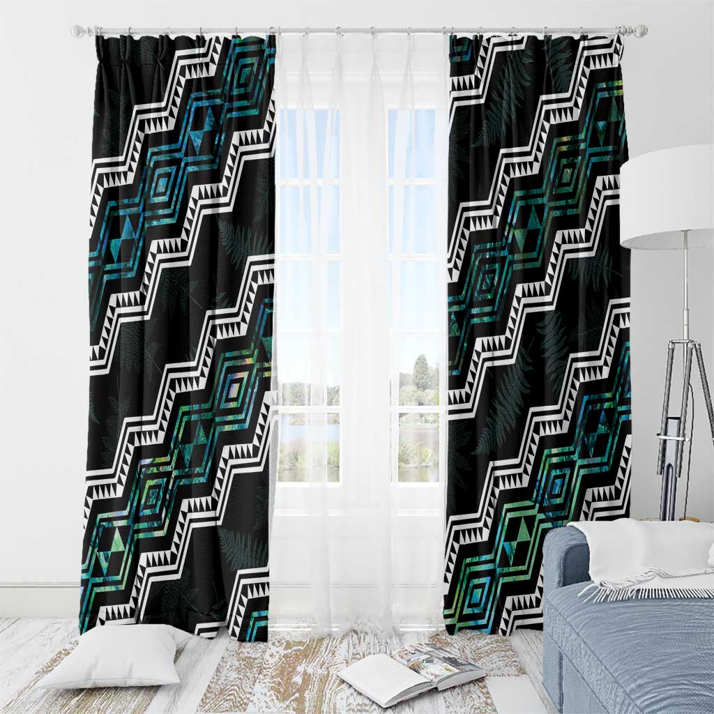 Taniko Aotearoa Mix Paua Shell Window Curtain Niho Taniwha Turquoise Glitter LT01 - Polynesian Pride