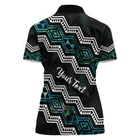 Personalised Taniko Aotearoa Mix Paua Shell Women Polo Shirt Niho Taniwha Turquoise Glitter LT01 - Polynesian Pride