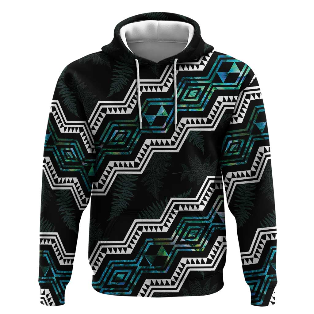 Personalised Taniko Aotearoa Mix Paua Shell Zip Hoodie Niho Taniwha Turquoise Glitter