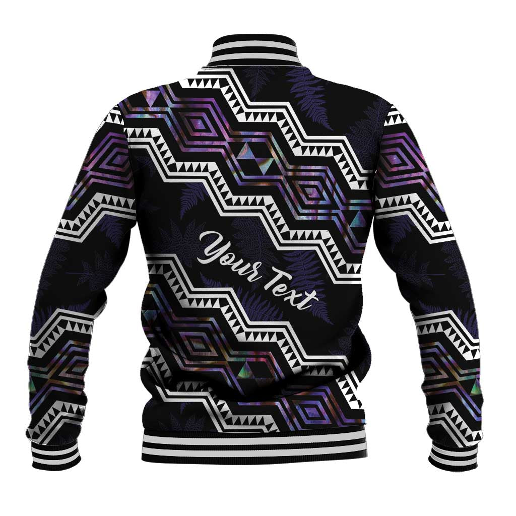 Personalised Taniko Aotearoa Mix Paua Shell Baseball Jacket Niho Taniwha Lilac Glitter LT01 - Polynesian Pride