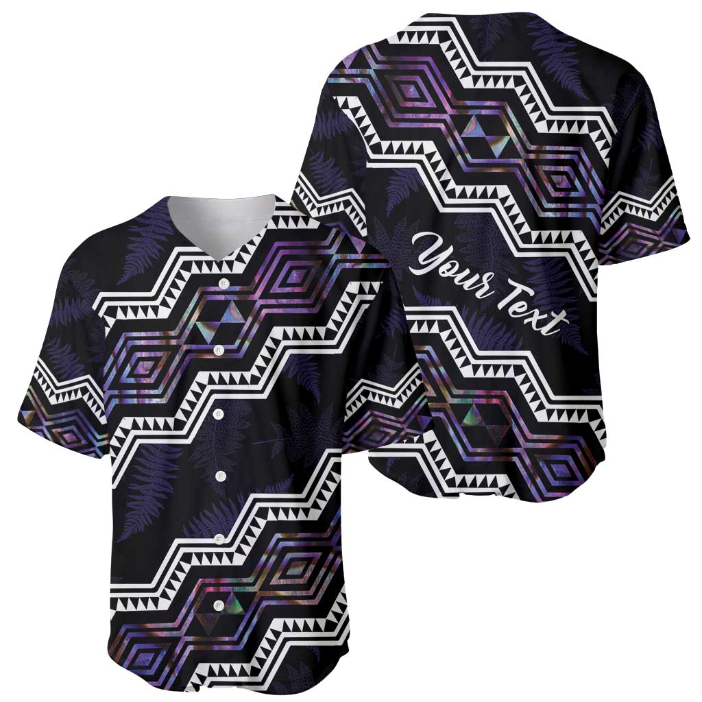 Personalised Taniko Aotearoa Mix Paua Shell Baseball Jersey Niho Taniwha Lilac Glitter