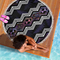 Personalised Taniko Aotearoa Mix Paua Shell Beach Blanket Niho Taniwha Lilac Glitter LT01 - Polynesian Pride