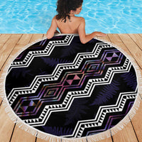 Personalised Taniko Aotearoa Mix Paua Shell Beach Blanket Niho Taniwha Lilac Glitter LT01 - Polynesian Pride