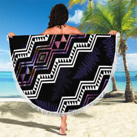 Personalised Taniko Aotearoa Mix Paua Shell Beach Blanket Niho Taniwha Lilac Glitter LT01 - Polynesian Pride