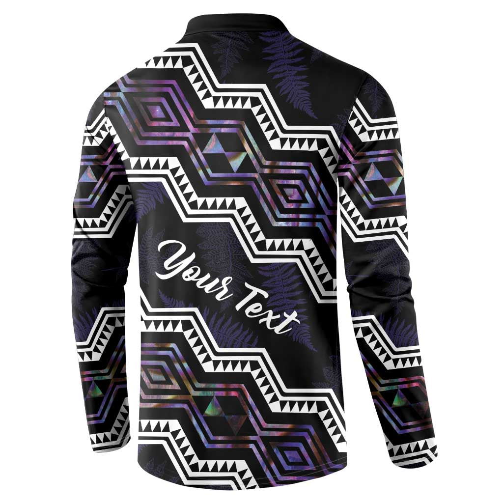 Personalised Taniko Aotearoa Mix Paua Shell Button Sweatshirt Niho Taniwha Lilac Glitter LT01 - Polynesian Pride