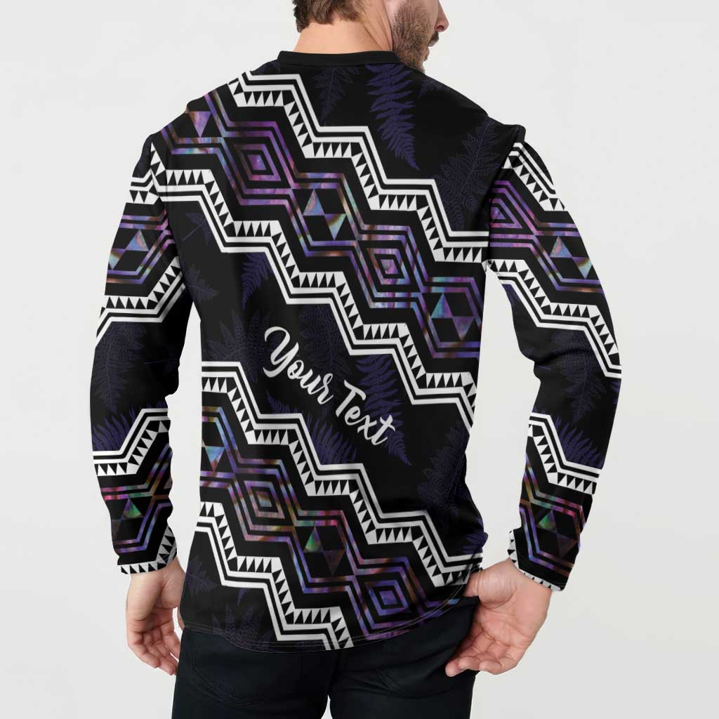 Personalised Taniko Aotearoa Mix Paua Shell Button Sweatshirt Niho Taniwha Lilac Glitter LT01 - Polynesian Pride
