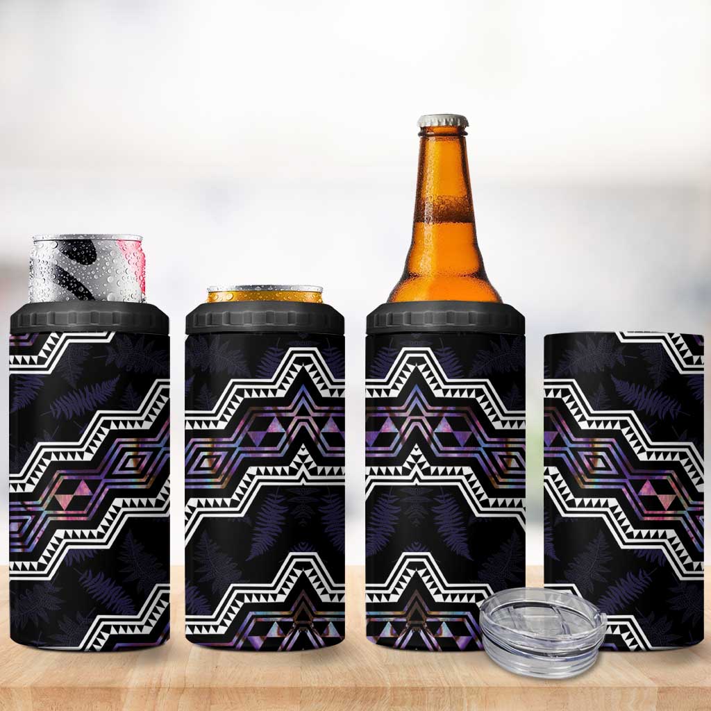 Personalised Taniko Aotearoa Mix Paua Shell 4 in 1 Can Cooler Tumbler Niho Taniwha Lilac Glitter LT01 - Polynesian Pride