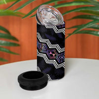 Personalised Taniko Aotearoa Mix Paua Shell 4 in 1 Can Cooler Tumbler Niho Taniwha Lilac Glitter LT01 - Polynesian Pride