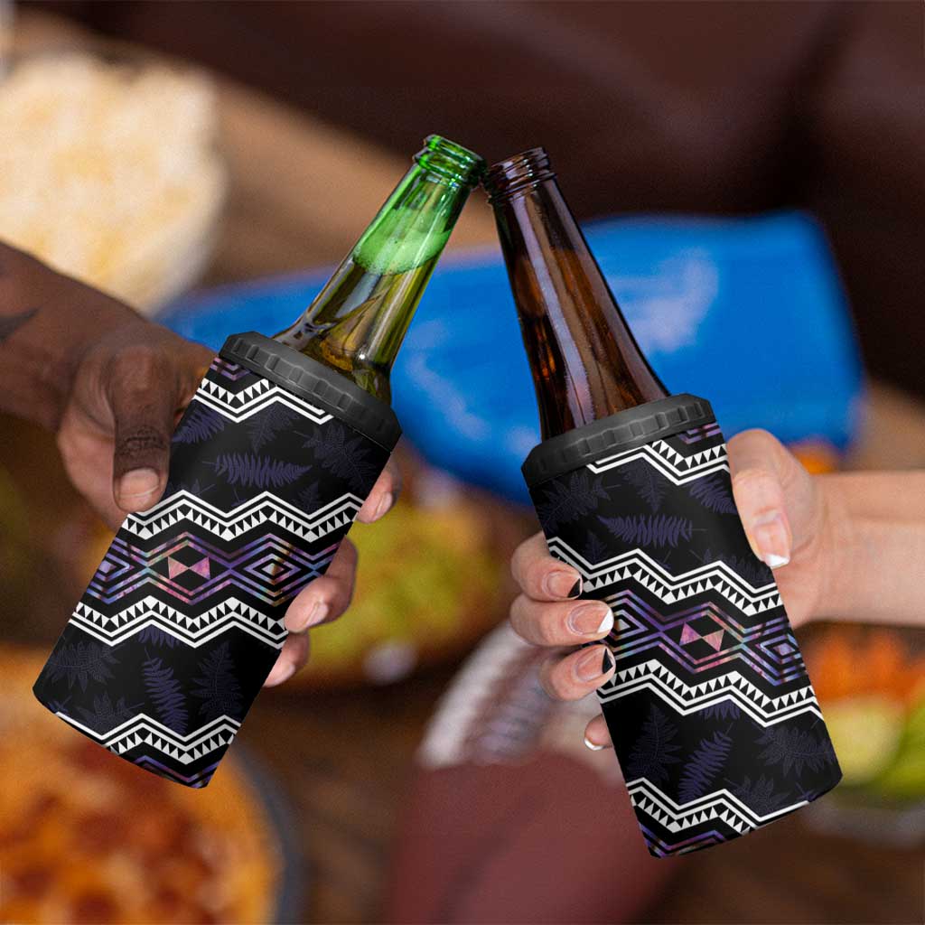 Personalised Taniko Aotearoa Mix Paua Shell 4 in 1 Can Cooler Tumbler Niho Taniwha Lilac Glitter LT01 - Polynesian Pride