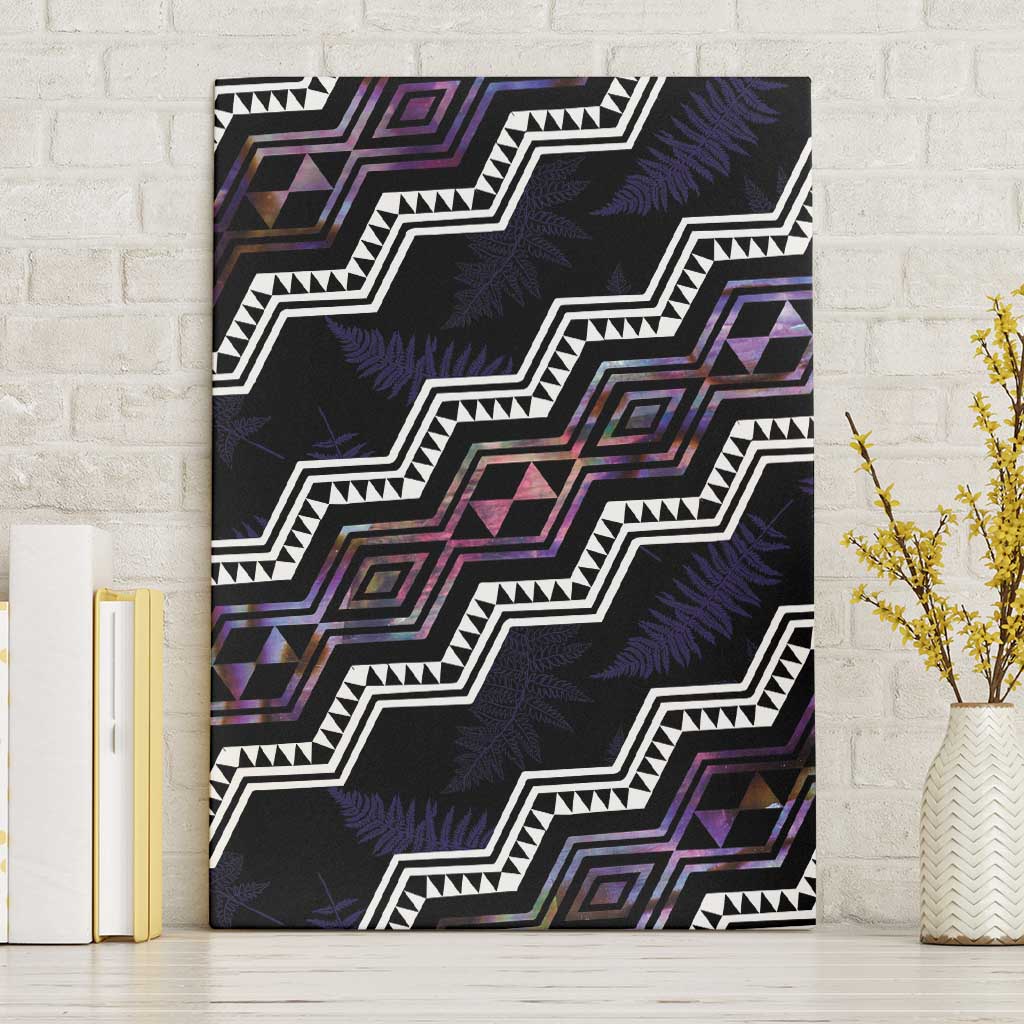 Personalised Taniko Aotearoa Mix Paua Shell Canvas Wall Art Niho Taniwha Lilac Glitter LT01 Without Frame Purple - Polynesian Pride