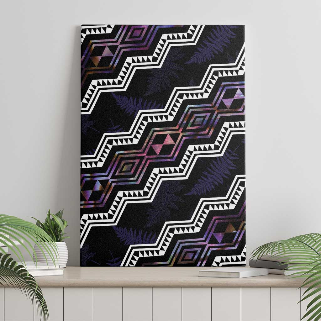Personalised Taniko Aotearoa Mix Paua Shell Canvas Wall Art Niho Taniwha Lilac Glitter LT01 - Polynesian Pride