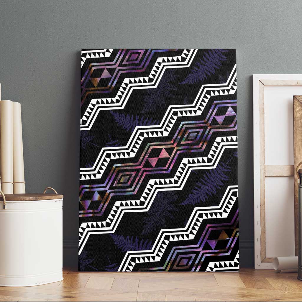 Personalised Taniko Aotearoa Mix Paua Shell Canvas Wall Art Niho Taniwha Lilac Glitter LT01 - Polynesian Pride