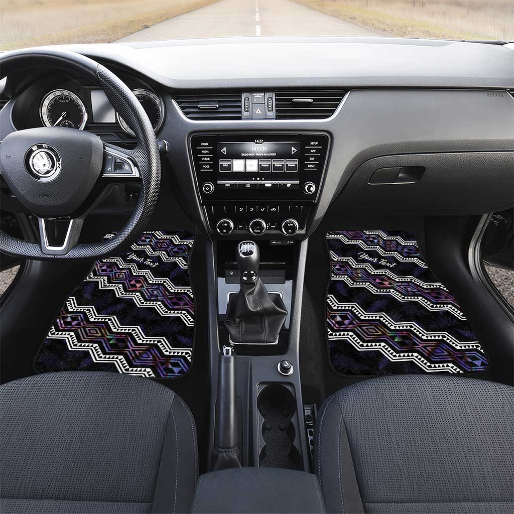 Personalised Taniko Aotearoa Mix Paua Shell Car Mats Niho Taniwha Lilac Glitter LT01 Set 2pcs - Front Purple - Polynesian Pride