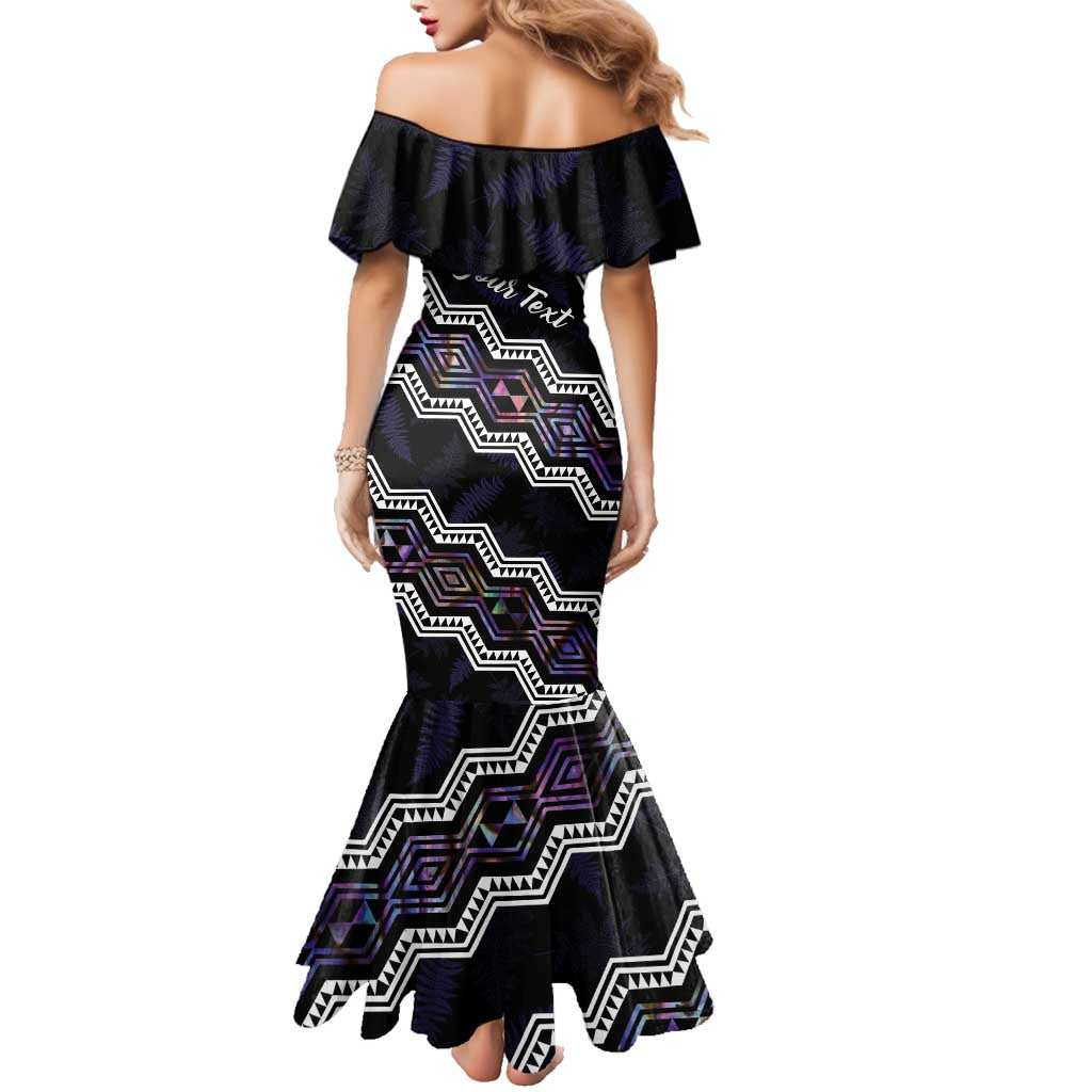 Personalised Taniko Aotearoa Mix Paua Shell Family Matching Mermaid Dress and Hawaiian Shirt Niho Taniwha Lilac Glitter