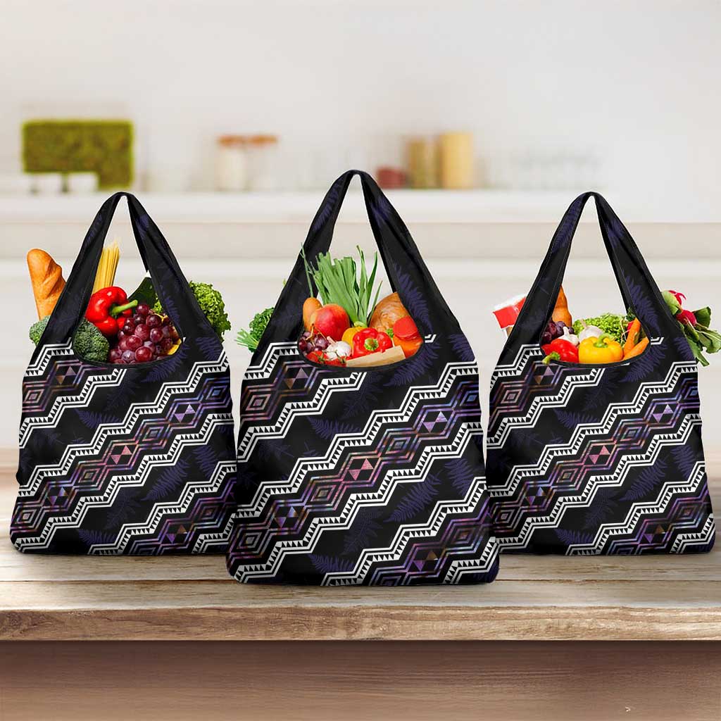 Taniko Aotearoa Mix Paua Shell Grocery Bag Niho Taniwha Lilac Glitter LT01 3-pack One Size Purple - Polynesian Pride