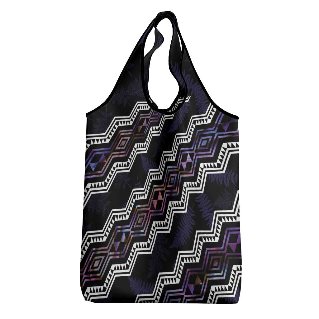 Taniko Aotearoa Mix Paua Shell Grocery Bag Niho Taniwha Lilac Glitter LT01 - Polynesian Pride