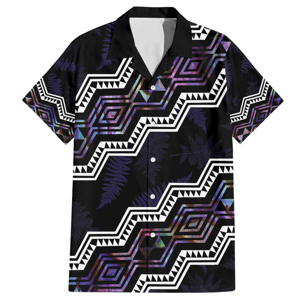 Personalised Taniko Aotearoa Mix Paua Shell Hawaiian Shirt Niho Taniwha Lilac Glitter LT01 Purple - Polynesian Pride