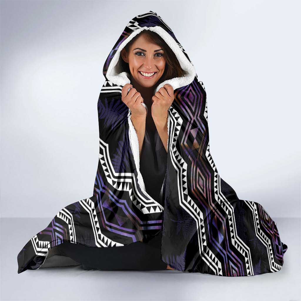 Personalised Taniko Aotearoa Mix Paua Shell Hooded Blanket Niho Taniwha Lilac Glitter LT01 - Polynesian Pride