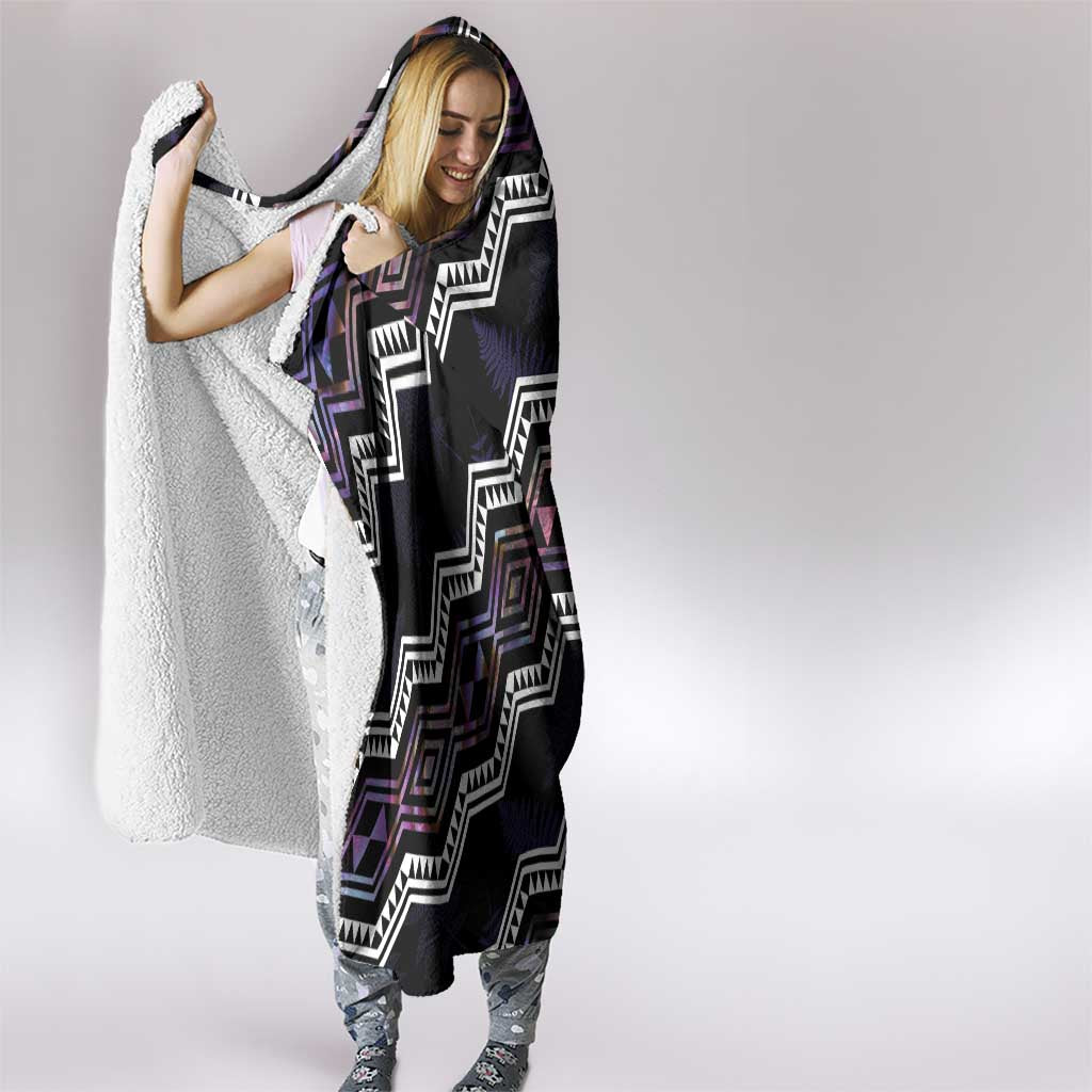 Personalised Taniko Aotearoa Mix Paua Shell Hooded Blanket Niho Taniwha Lilac Glitter LT01 - Polynesian Pride