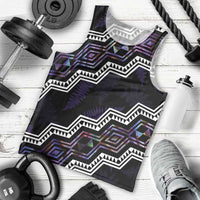 Personalised Taniko Aotearoa Mix Paua Shell Men Tank Top Niho Taniwha Lilac Glitter