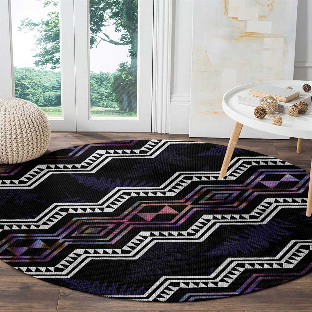 Personalised Taniko Aotearoa Mix Paua Shell Round Carpet Niho Taniwha Lilac Glitter