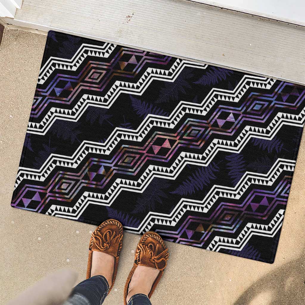 Personalised Taniko Aotearoa Mix Paua Shell Rubber Doormat Niho Taniwha Lilac Glitter LT01 - Polynesian Pride