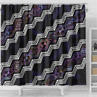 Personalised Taniko Aotearoa Mix Paua Shell Shower Curtain Niho Taniwha Lilac Glitter