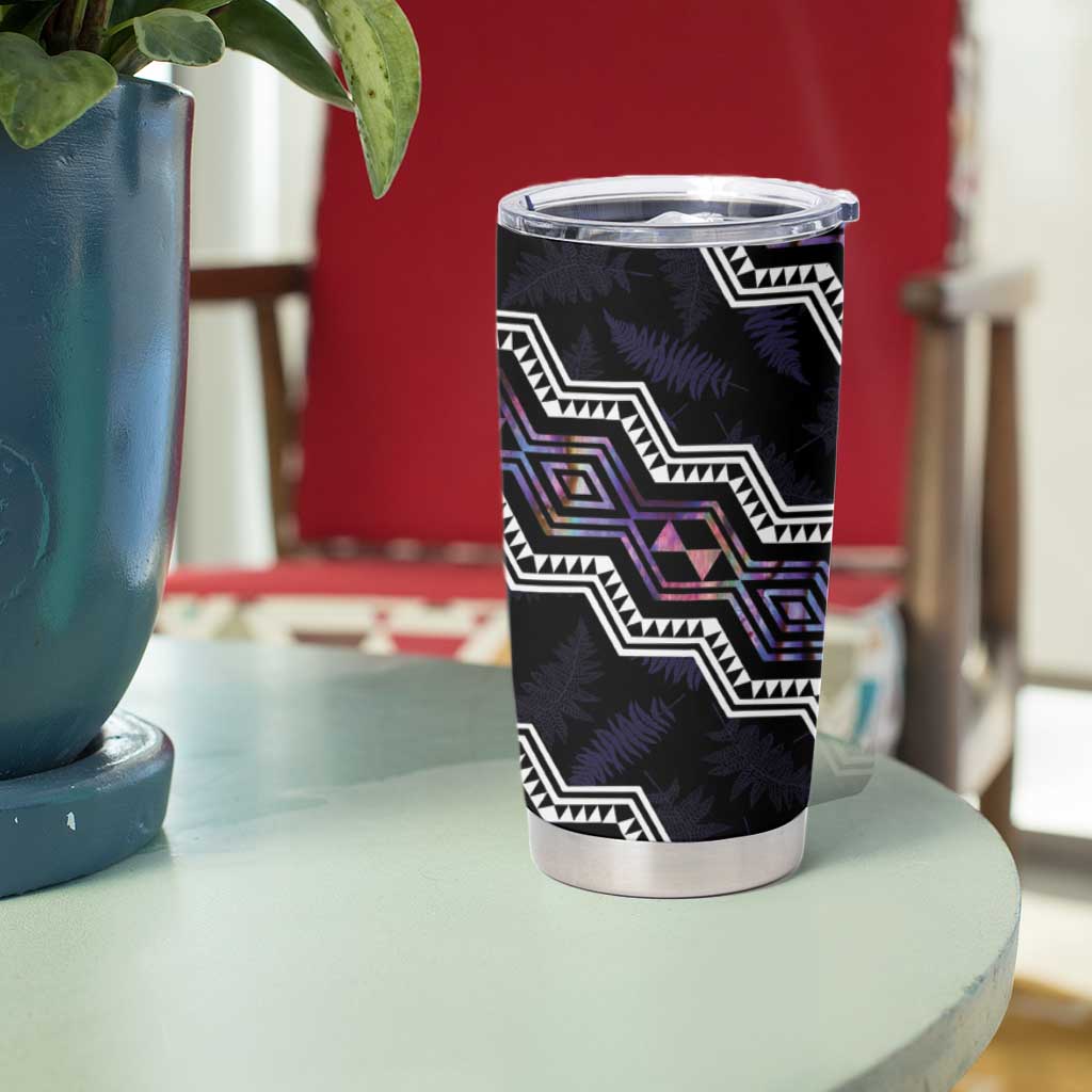 Personalised Taniko Aotearoa Mix Paua Shell Tumbler Cup Niho Taniwha Lilac Glitter LT01 - Polynesian Pride