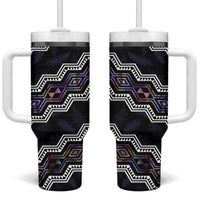 Personalised Taniko Aotearoa Mix Paua Shell Tumbler With Handle Niho Taniwha Lilac Glitter LT01 One Size: 40 oz Purple - Polynesian Pride