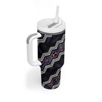 Personalised Taniko Aotearoa Mix Paua Shell Tumbler With Handle Niho Taniwha Lilac Glitter LT01 - Polynesian Pride