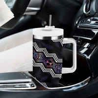 Personalised Taniko Aotearoa Mix Paua Shell Tumbler With Handle Niho Taniwha Lilac Glitter LT01 - Polynesian Pride
