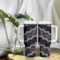 Personalised Taniko Aotearoa Mix Paua Shell Tumbler With Handle Niho Taniwha Lilac Glitter LT01 - Polynesian Pride