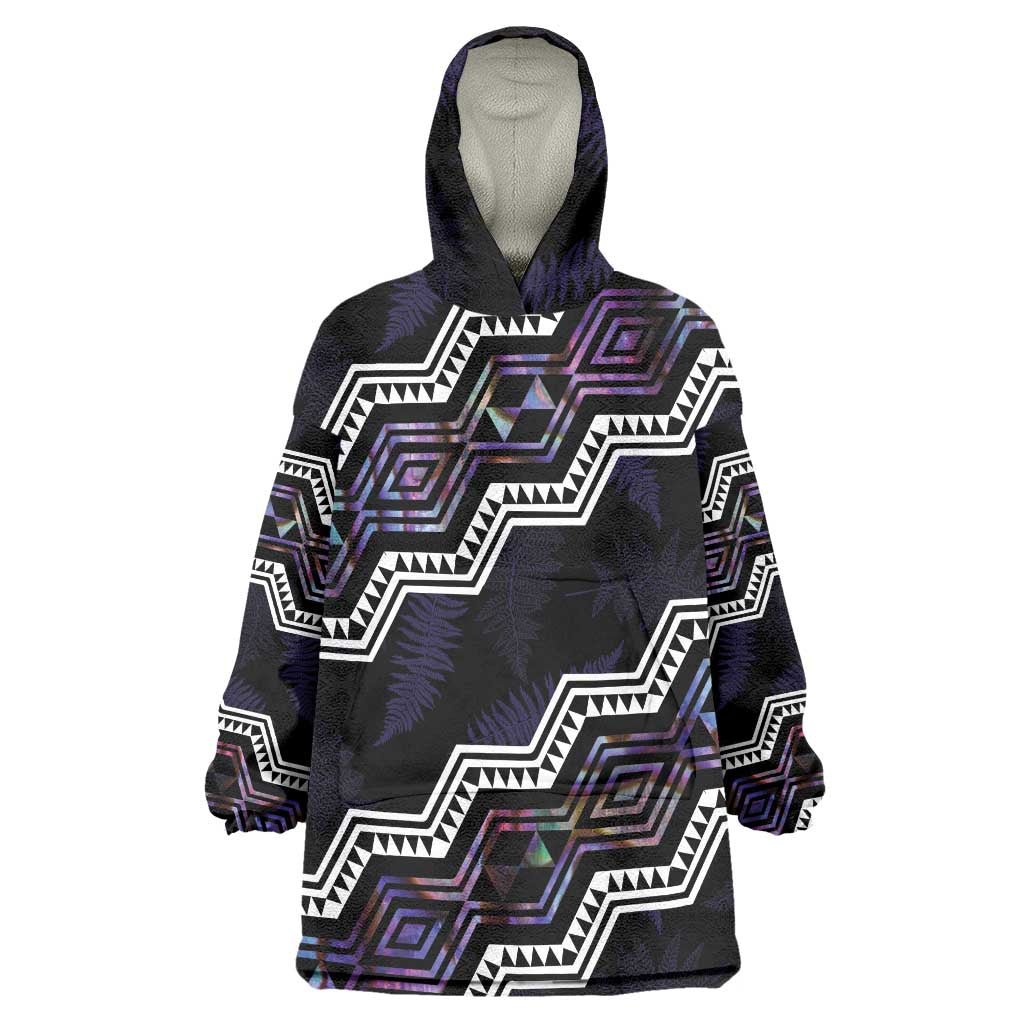 Personalised Taniko Aotearoa Mix Paua Shell Wearable Blanket Hoodie Niho Taniwha Lilac Glitter LT01 One Size Purple - Polynesian Pride