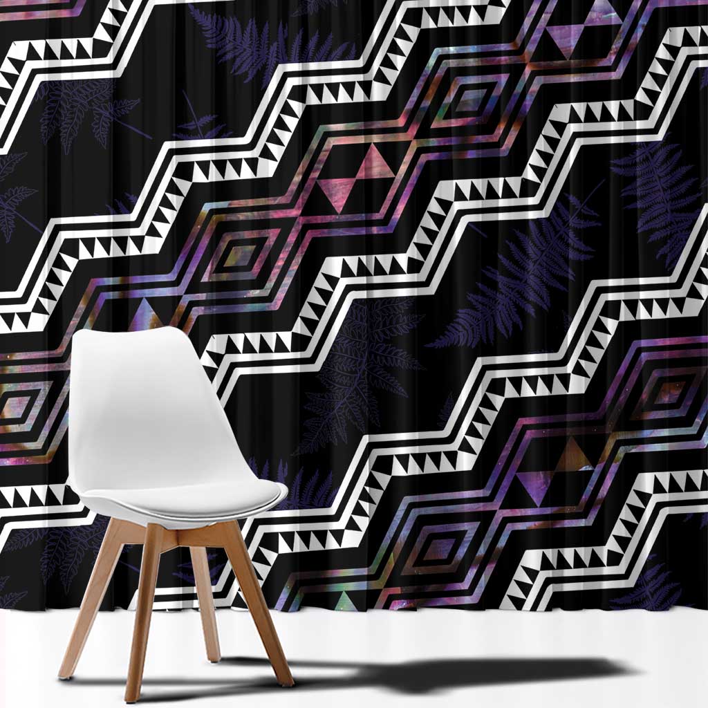 Personalised Taniko Aotearoa Mix Paua Shell Window Curtain Niho Taniwha Lilac Glitter LT01 - Polynesian Pride