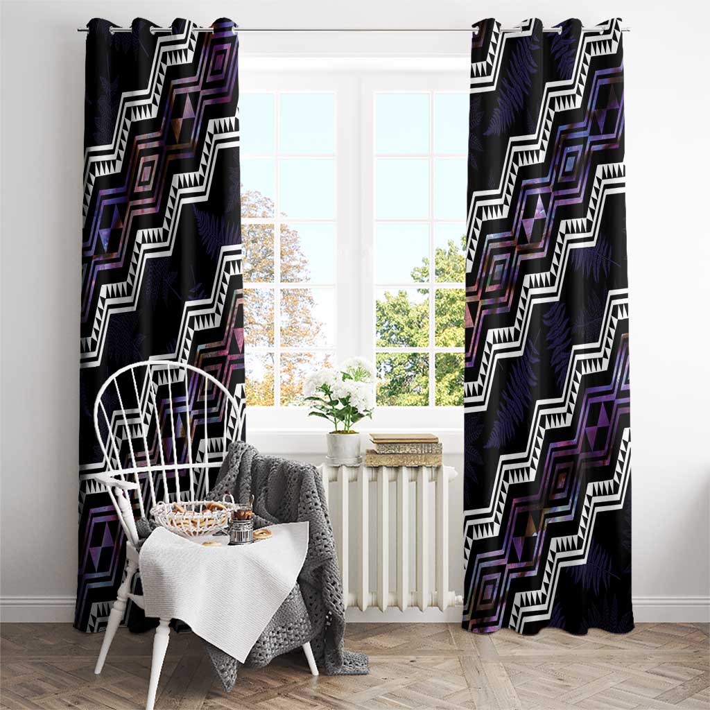 Personalised Taniko Aotearoa Mix Paua Shell Window Curtain Niho Taniwha Lilac Glitter LT01 - Polynesian Pride