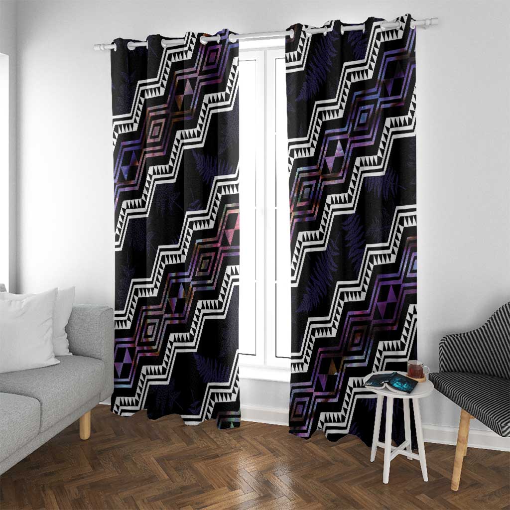Personalised Taniko Aotearoa Mix Paua Shell Window Curtain Niho Taniwha Lilac Glitter LT01 With Grommets Purple - Polynesian Pride