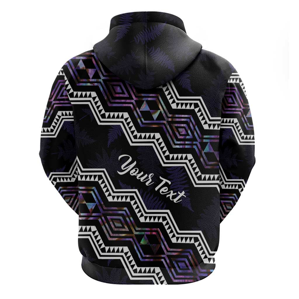 Personalised Taniko Aotearoa Mix Paua Shell Zip Hoodie Niho Taniwha Lilac Glitter