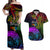 Wellington Pride Couples Matching Off Shoulder Maxi Dress and Hawaiian Shirt Aotearoa Tribal Rainbow Pattern LT01 Black - Polynesian Pride