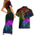 Wellington Pride Couples Matching Short Sleeve Bodycon Dress and Hawaiian Shirt Aotearoa Tribal Rainbow Pattern LT01 - Polynesian Pride