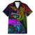 Wellington Pride Family Matching Long Sleeve Bodycon Dress and Hawaiian Shirt Aotearoa Tribal Rainbow Pattern LT01 Dad's Shirt - Short Sleeve Black - Polynesian Pride