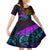 Wellington Pride Family Matching Off Shoulder Long Sleeve Dress and Hawaiian Shirt Aotearoa Tribal Rainbow Pattern LT01 Daughter's Dress Black - Polynesian Pride