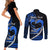 Personalised Hawaii Couples Matching Short Sleeve Bodycon Dress and Long Sleeve Button Shirts Maui Be Strong Kakau Blue Version LT01 - Polynesian Pride